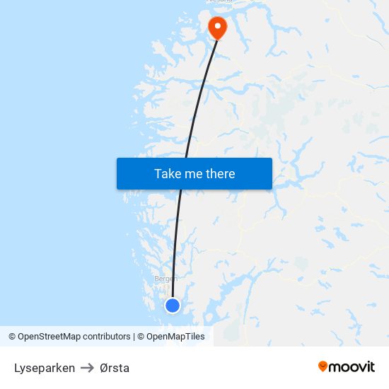 Lyseparken to Ørsta map