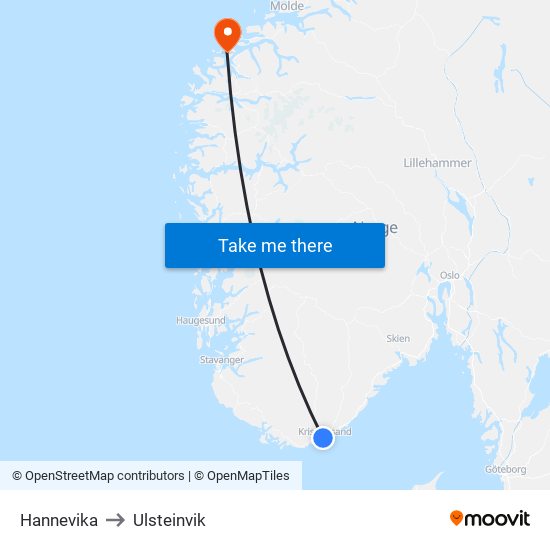 Hannevika to Ulsteinvik map