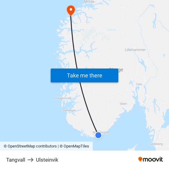 Tangvall to Ulsteinvik map