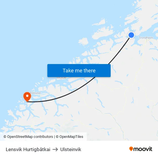 Lensvik Hurtigbåtkai to Ulsteinvik map