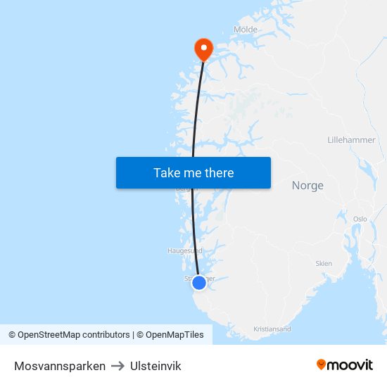 Mosvannsparken to Ulsteinvik map