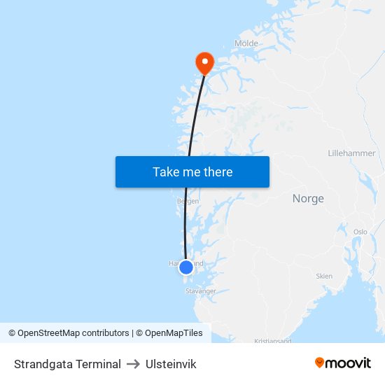 Strandgata Terminal to Ulsteinvik map