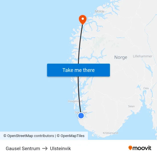 Gausel Sentrum to Ulsteinvik map