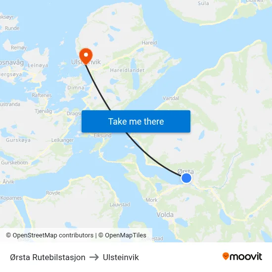 Ørsta Rutebilstasjon to Ulsteinvik map
