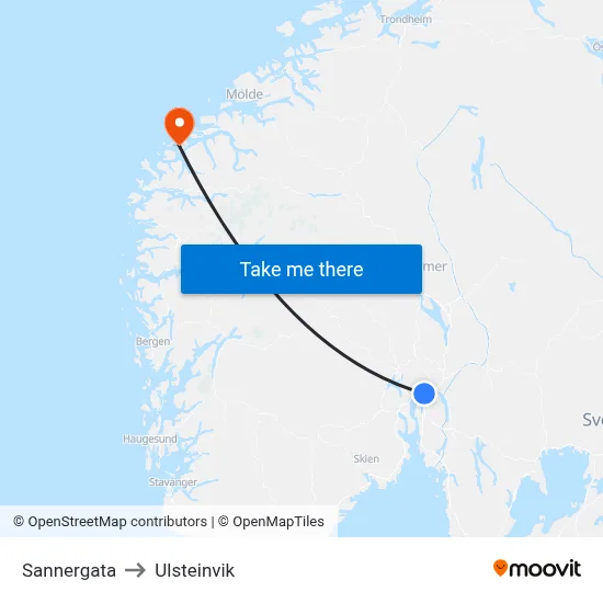 Sannergata to Ulsteinvik map