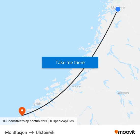 Mo Stasjon to Ulsteinvik map