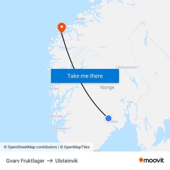 Gvarv Fruktlager to Ulsteinvik map