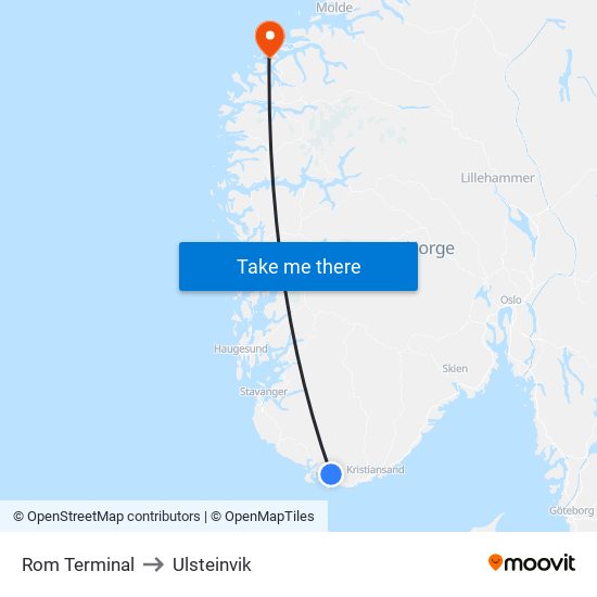 Rom Terminal to Ulsteinvik map