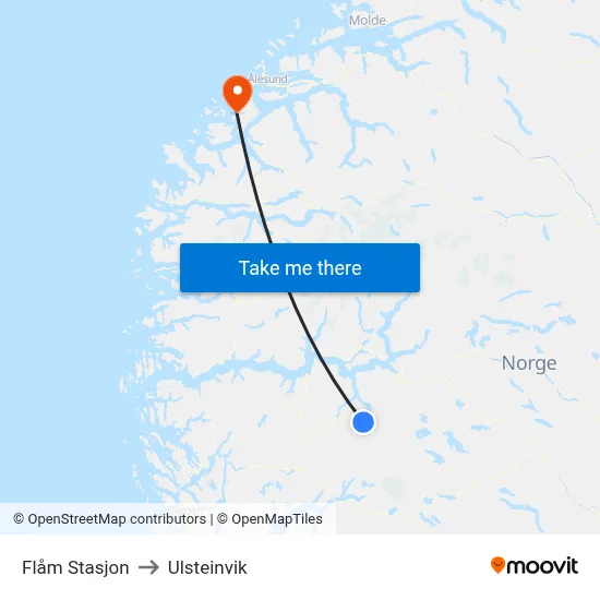 Flåm Stasjon to Ulsteinvik map