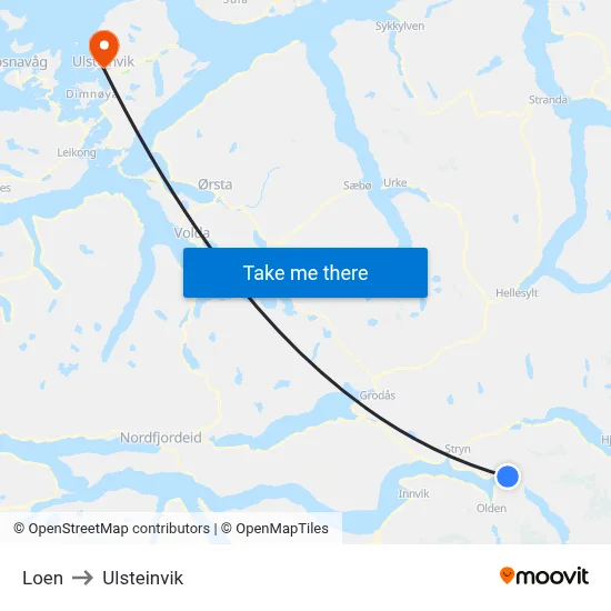Loen to Ulsteinvik map