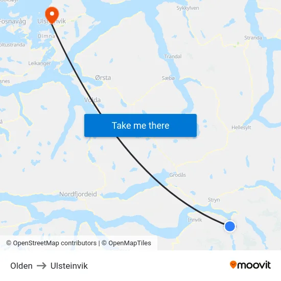 Olden to Ulsteinvik map