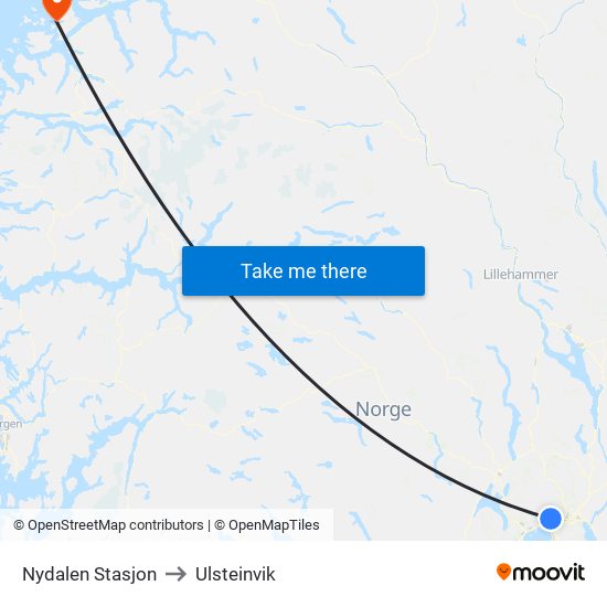 Nydalen Stasjon to Ulsteinvik map