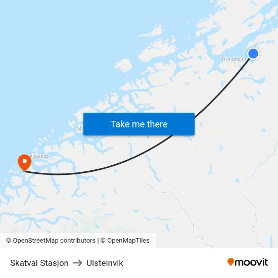 Skatval Stasjon to Ulsteinvik map