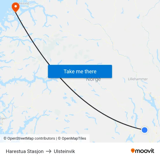 Harestua Stasjon to Ulsteinvik map