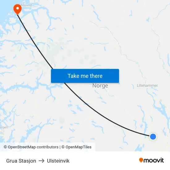 Grua Stasjon to Ulsteinvik map