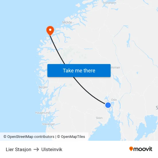 Lier Stasjon to Ulsteinvik map