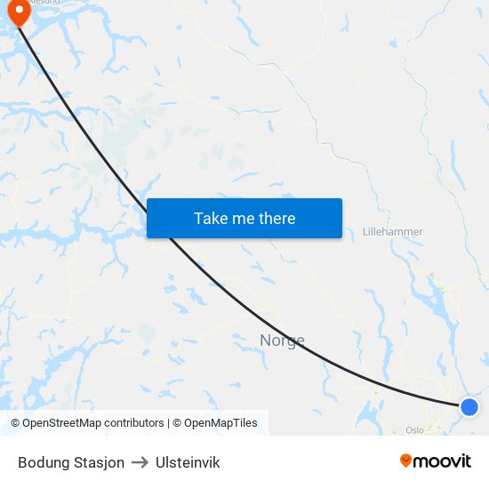 Bodung Stasjon to Ulsteinvik map