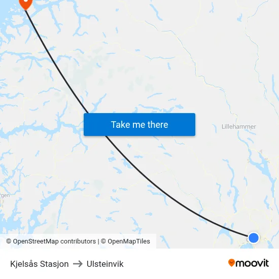 Kjelsås Stasjon to Ulsteinvik map