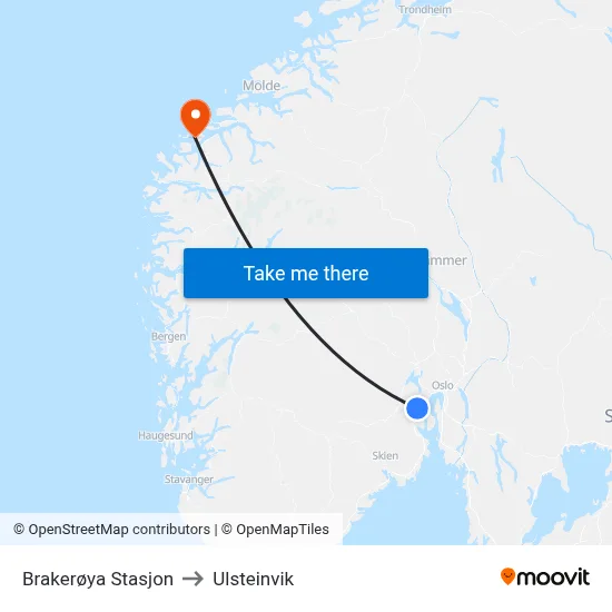 Brakerøya Stasjon to Ulsteinvik map