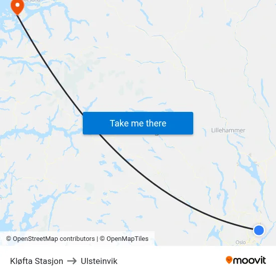Kløfta Stasjon to Ulsteinvik map