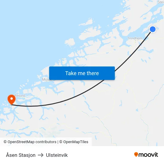 Åsen Stasjon to Ulsteinvik map