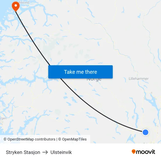 Stryken Stasjon to Ulsteinvik map
