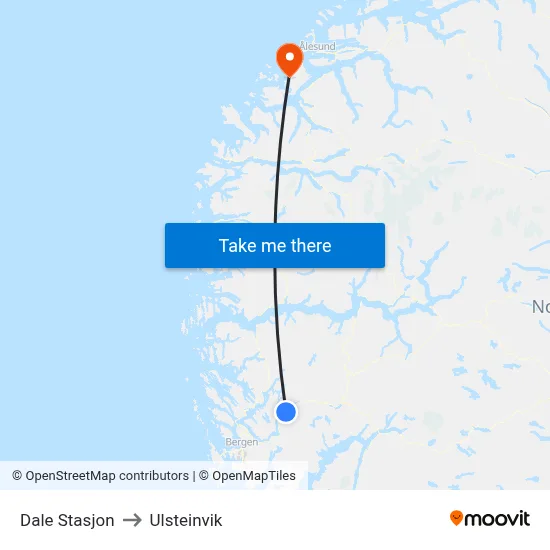 Dale Stasjon to Ulsteinvik map