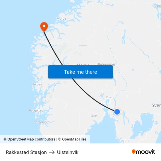 Rakkestad Stasjon to Ulsteinvik map