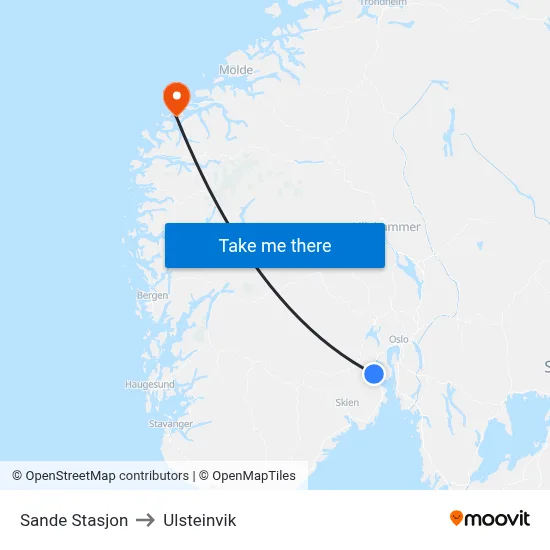 Sande Stasjon to Ulsteinvik map