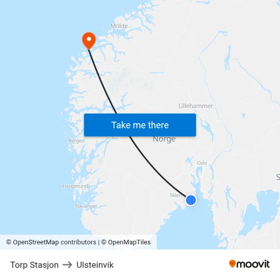 Torp Stasjon to Ulsteinvik map