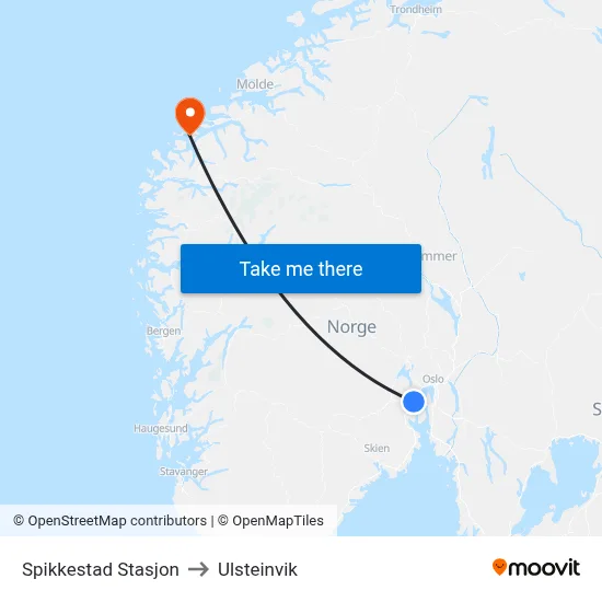 Spikkestad Stasjon to Ulsteinvik map