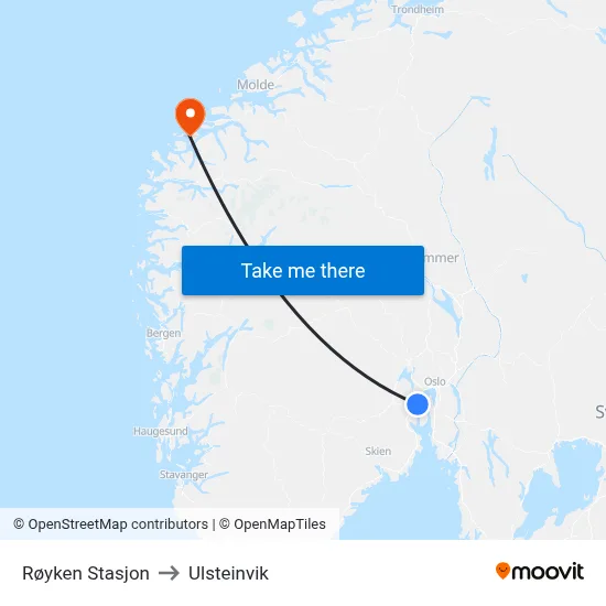 Røyken Stasjon to Ulsteinvik map