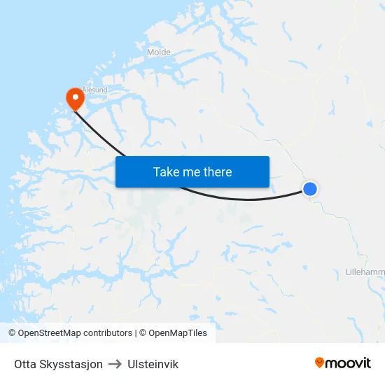 Otta Skysstasjon to Ulsteinvik map