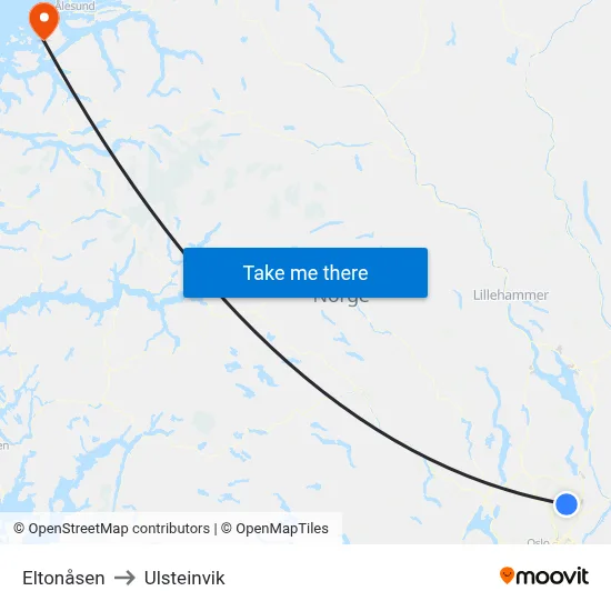 Eltonåsen to Ulsteinvik map