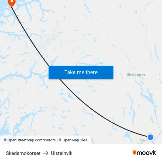 Skedsmokorset to Ulsteinvik map