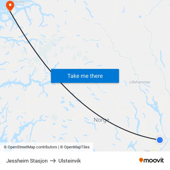 Jessheim Stasjon to Ulsteinvik map