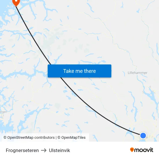 Frognerseteren to Ulsteinvik map