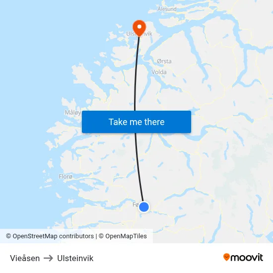 Vieåsen to Ulsteinvik map