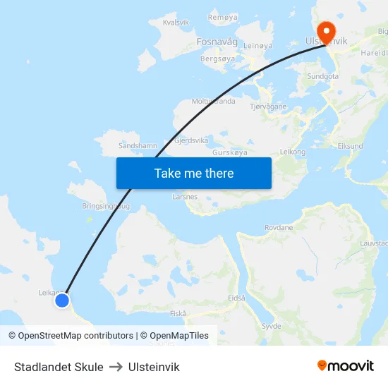 Stadlandet Skule to Ulsteinvik map