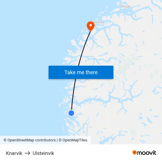 Knarvik to Ulsteinvik map
