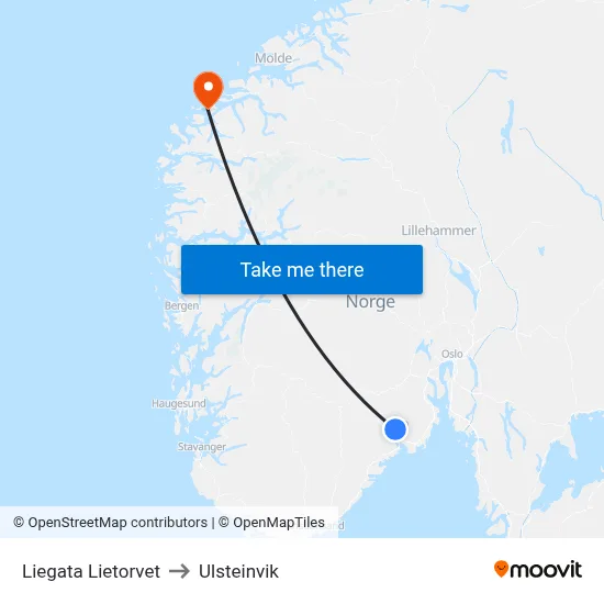 Liegata Lietorvet to Ulsteinvik map