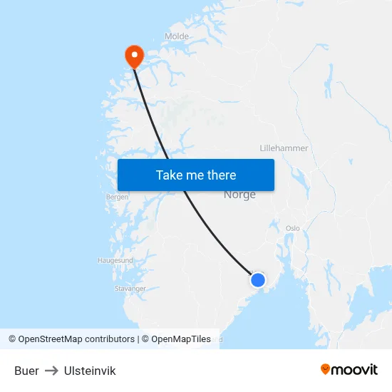 Buer to Ulsteinvik map