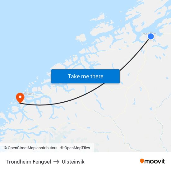 Trondheim Fengsel to Ulsteinvik map