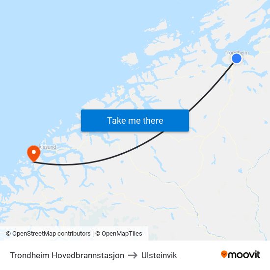 Trondheim Hovedbrannstasjon to Ulsteinvik map