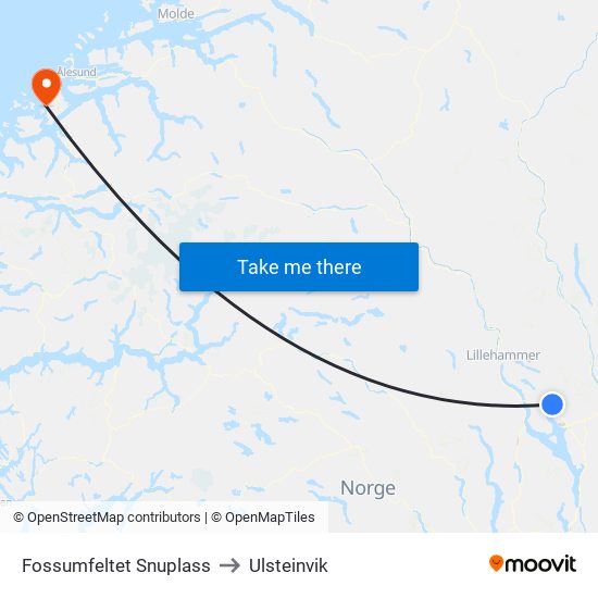 Fossumfeltet Snuplass to Ulsteinvik map