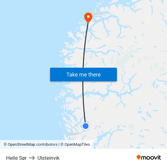 Helle Sør to Ulsteinvik map