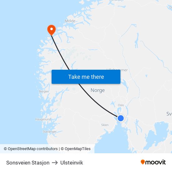 Sonsveien Stasjon to Ulsteinvik map