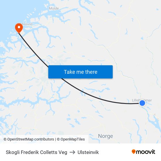 Skogli Frederik Colletts Veg to Ulsteinvik map