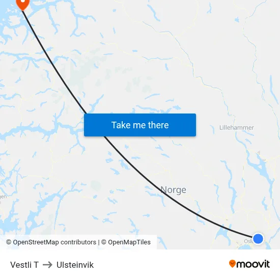 Vestli T to Ulsteinvik map