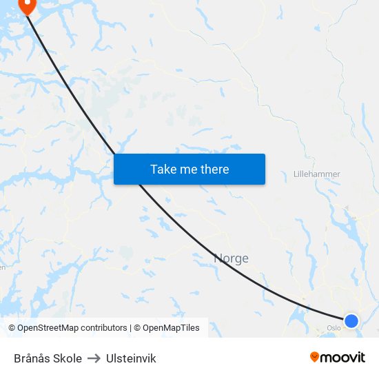 Brånås Skole to Ulsteinvik map